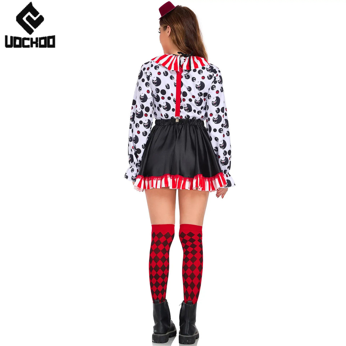 Halloween Clown Cosplay Costume Women Dress Suit Acrobatic Performance Outfit Family Look Suit Girl Dress Carnival Party Wear