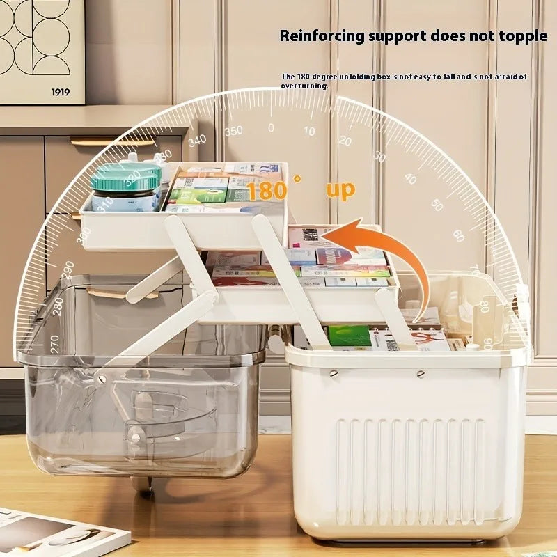 Smart Flip-Top Medicine Box - Visual Window Multi-Layer Pill Organizer with Handle