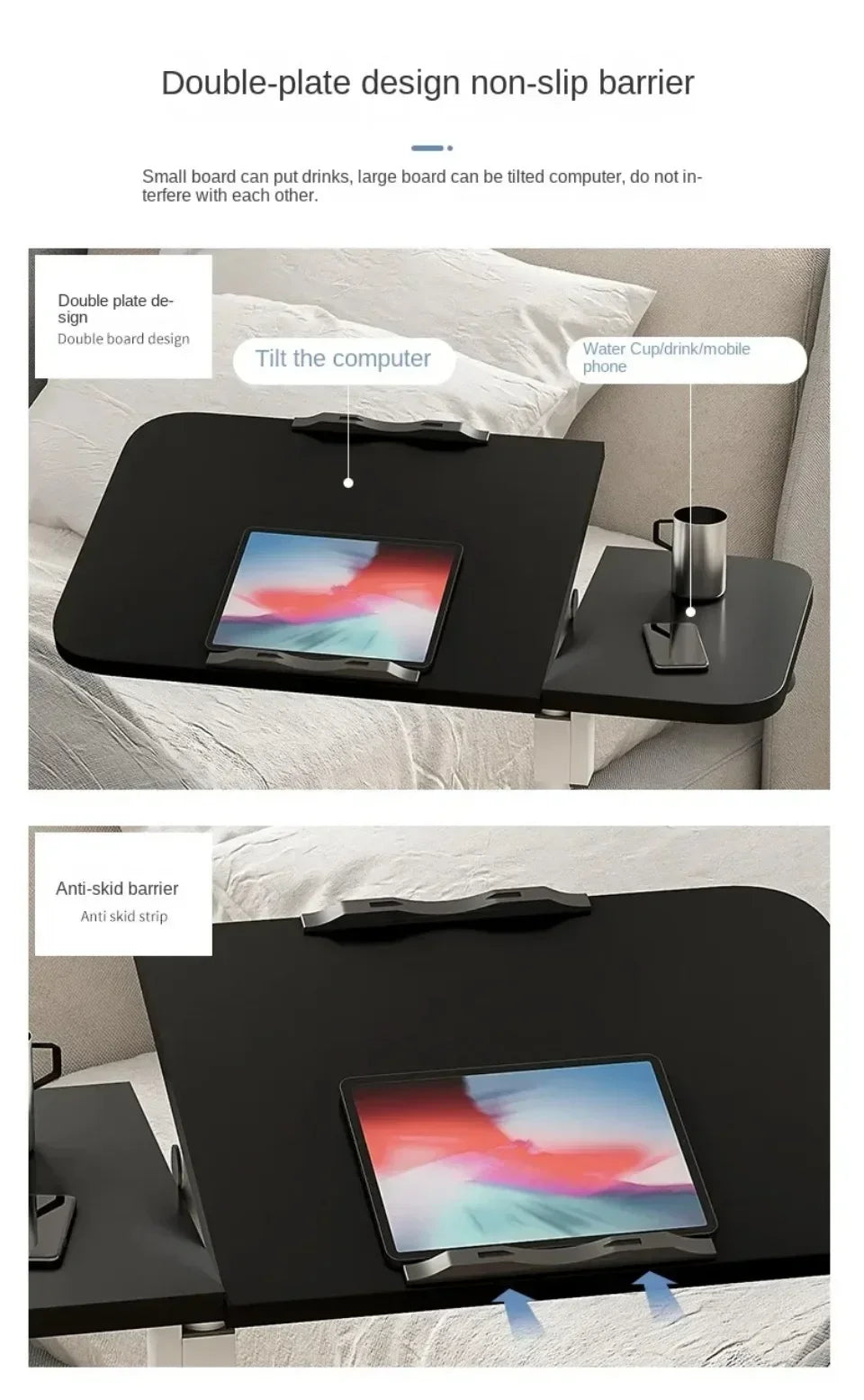 Adjustable Nursing Table Foldable Rotating Table Multifunctional and Movable Storage Table Convenient Dining Table on The Bed