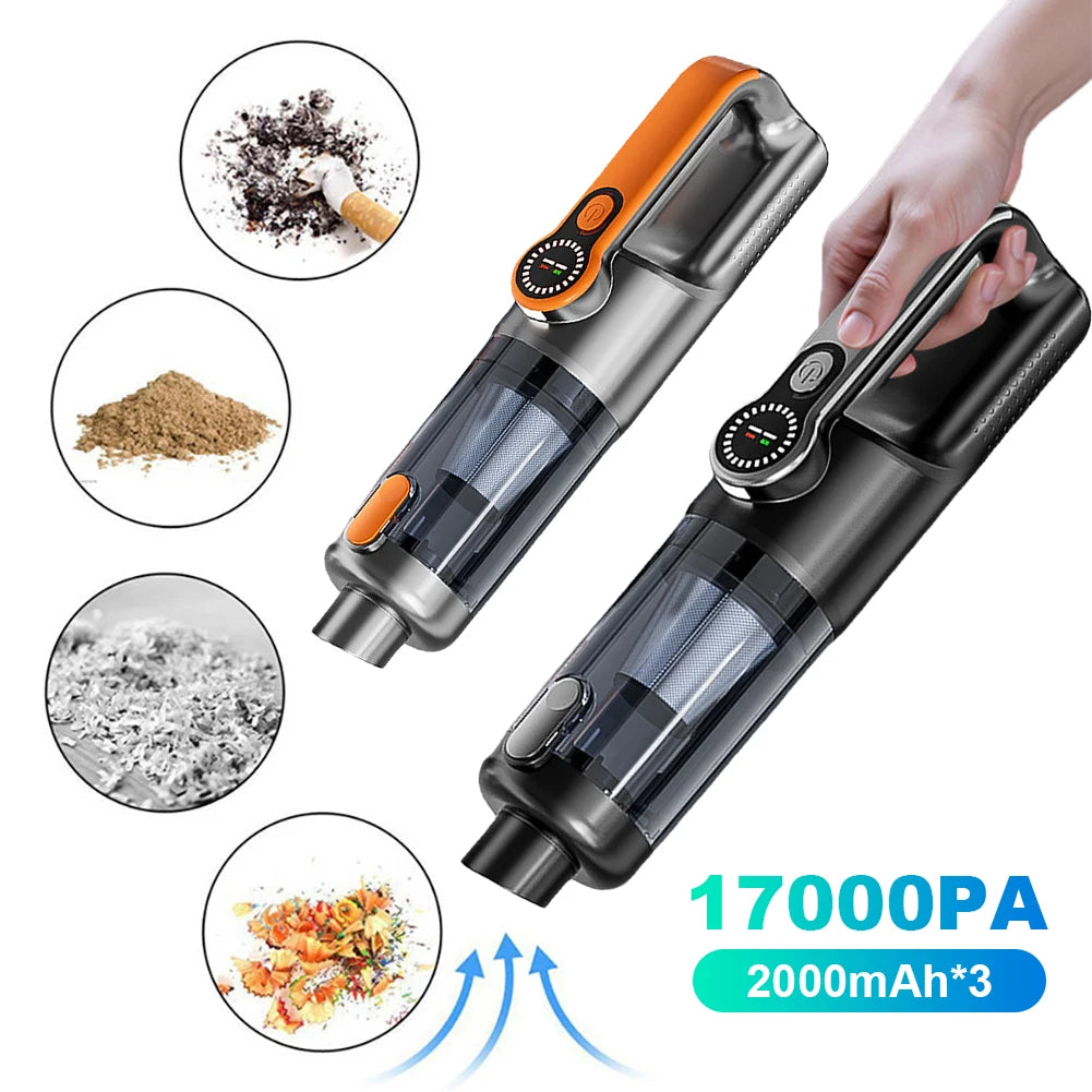 17000PA Car Vacuum Cleaner with LED Light High Power Mini Vacuum Cleaner Portable Cordless Compressed Air Duster for Car Home