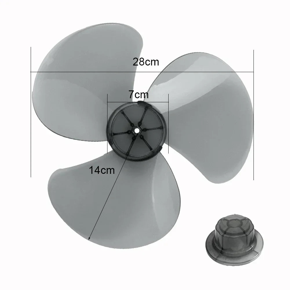28cm Plastic Fan Blade 3 Leaves Standing Pedestal Fan Blade Table Fanner With Nut Cover Electric Fan Accessories