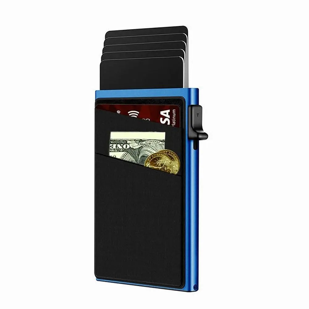 Automatic RFID Anti-Theft Card Holder Screw Reinforcement Metal Box Bottom Men's Card Box Aluminum Alloy Material RFID Blocking