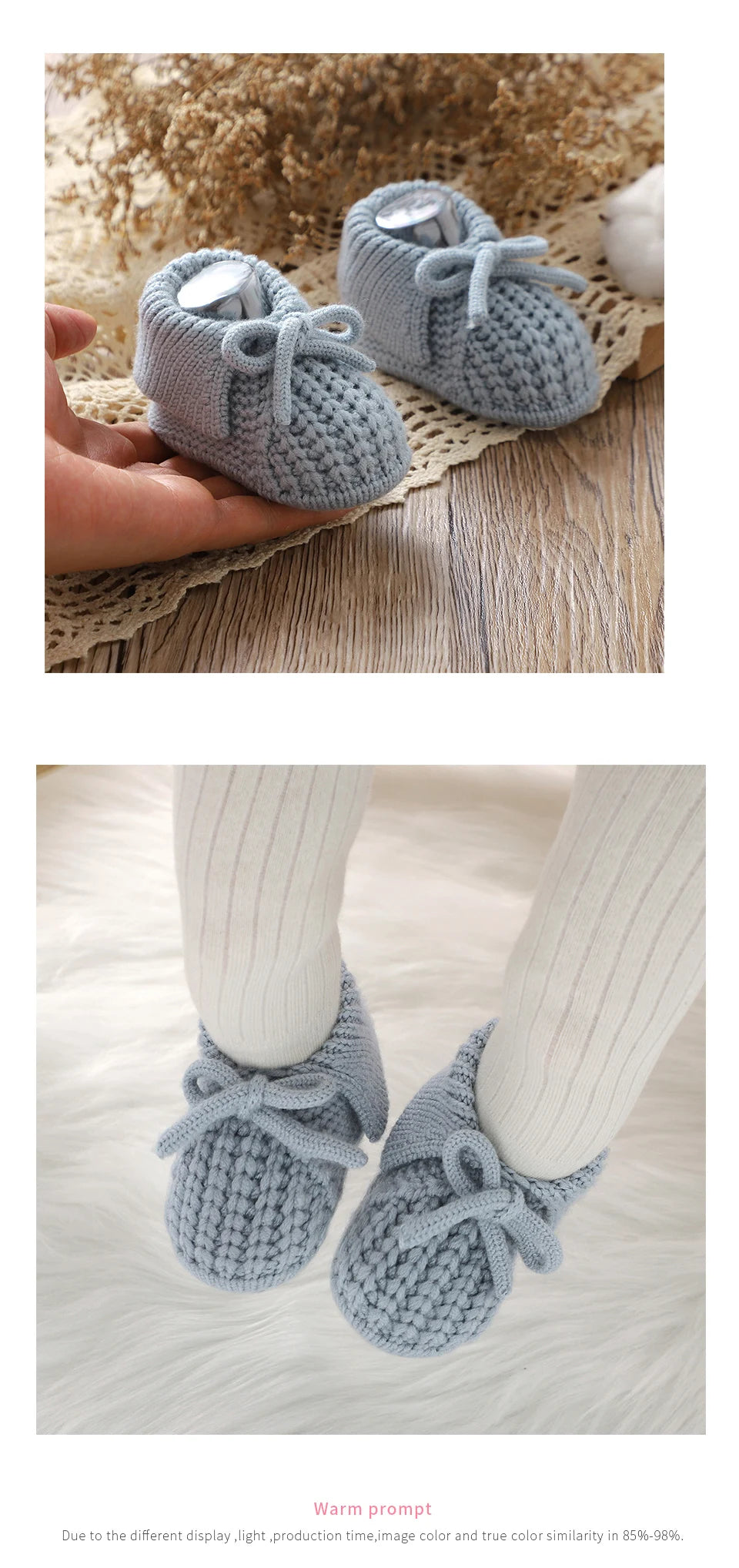 Baby First Walkers Shoes Cute Bowknot Hand Knitted Newborn Boys Girls Prewalkers 0-12m Infant Kids Soft Soled Footwear Anti-Slip