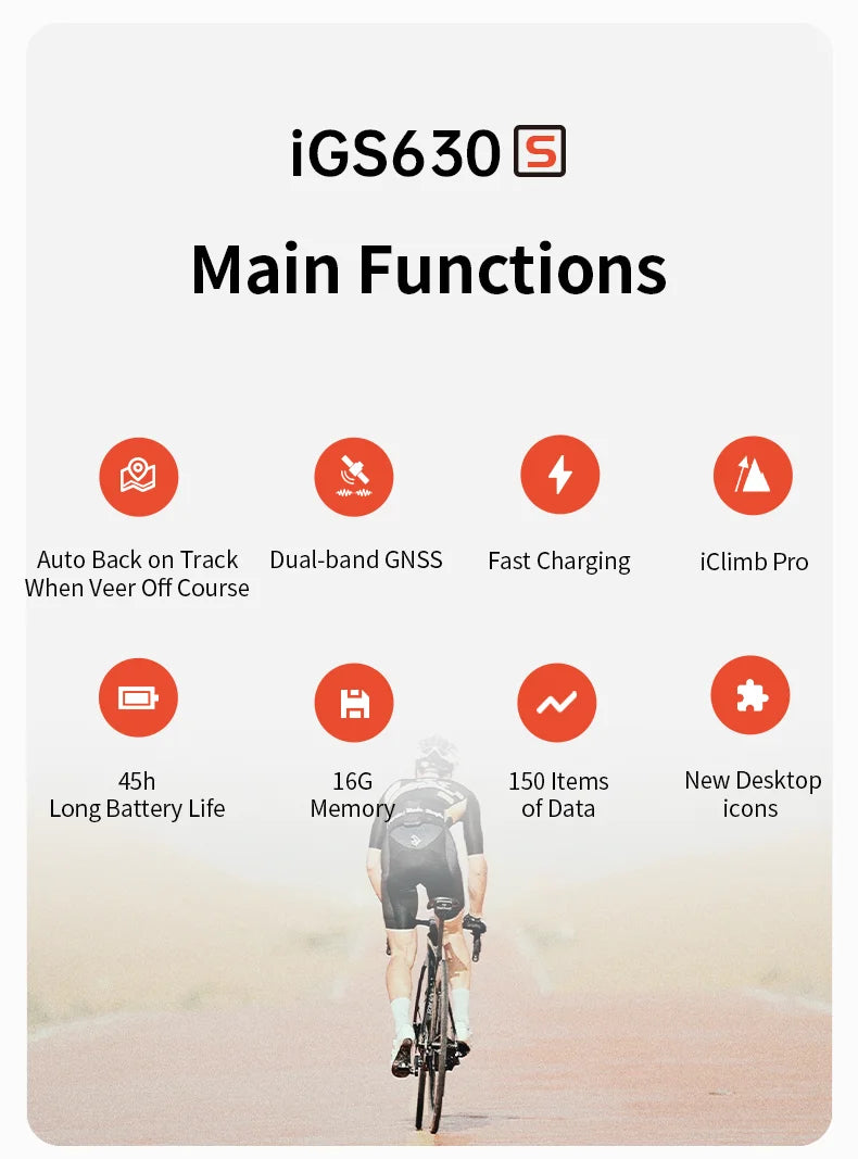 iGPSPORT iGS630S GPS Bike Computer Global Map Navigation Support Yaw planning Smart Climb Planning Indoor Bike Training