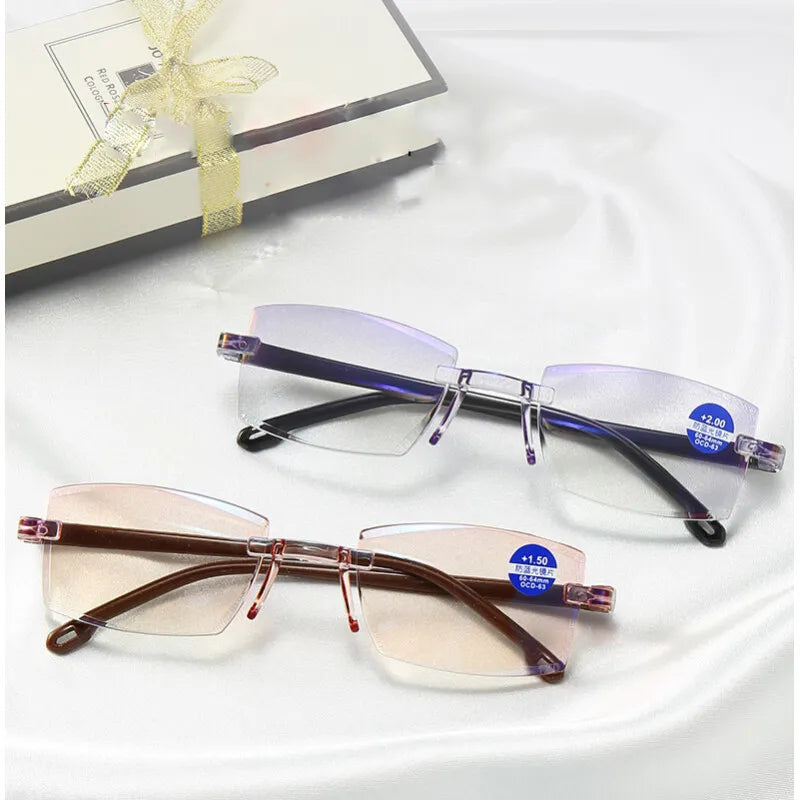 Intelligent Zoom Anti-blue Light Reading Glasses Frameless Cutting Edge Presbyopic Glasses Men and Women Presbyopic Glasses