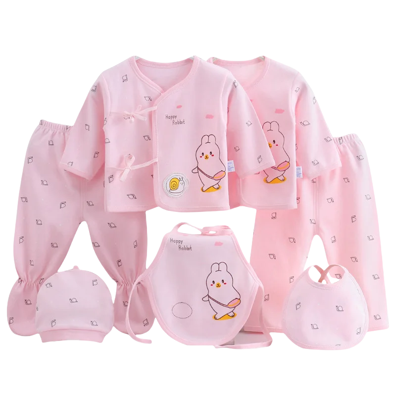 Baby Girls Clothes for Newborn 100% Cotton Tops and Hat and Bibs and Pants Set 0 to 3 Months