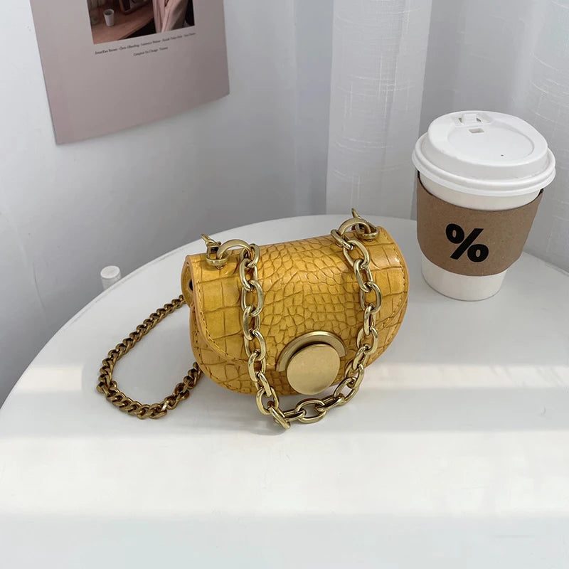Fashion Chain Mini Crossbody Bag Women Classic PU Leather Flap Design Lipstick Coin Purse Girl Cute Earphone Bags
