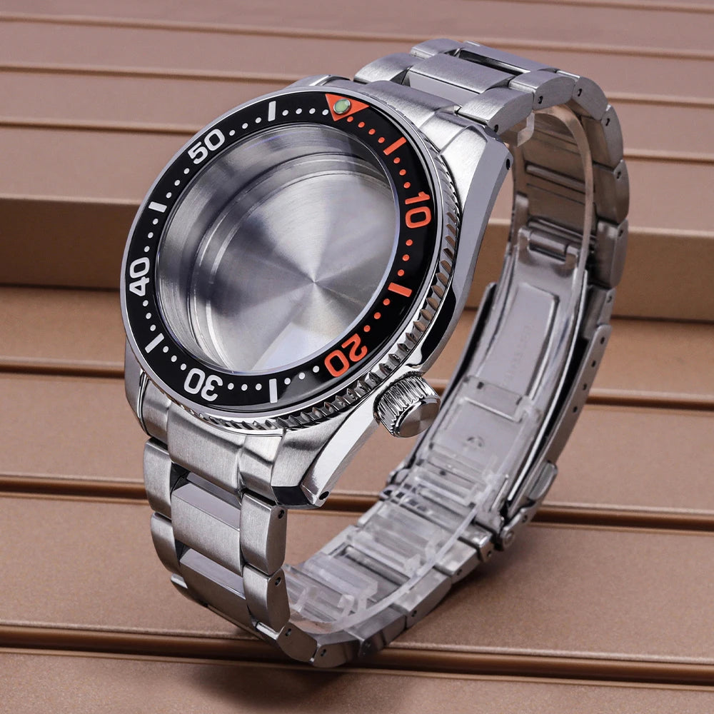 Diver NH35 42mm Watch Case Sapphire Glass Solid Bottom Cover For SPB185J1/187J1 NH34 NH35 NH36/38 Movement Stainless Steel Strap