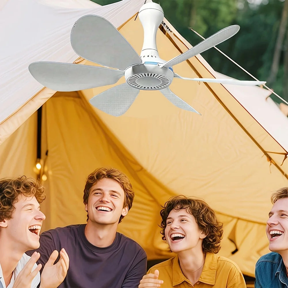 1 Set of USB Mini Quiet Ceiling Fans for Camping, Emergency Portable Outdoor Hanging Fans for Gazebos, Sheds, Dorms, Silent Fans with Extension Cord, White Fan