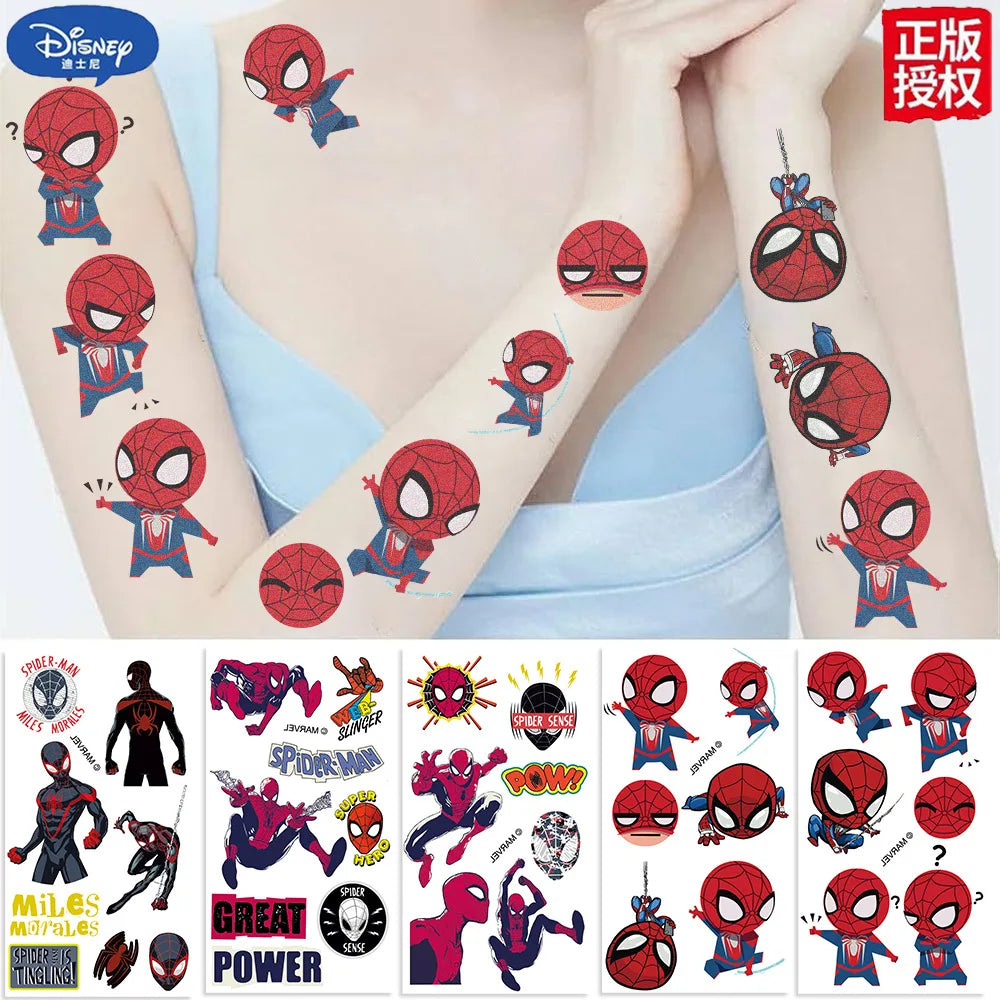 10Pcs/set Marvel Cartoon Spider Man Temporary Tattoo Stickers Cute Spider Man Tattoo For Funny Birthday Party Gifts