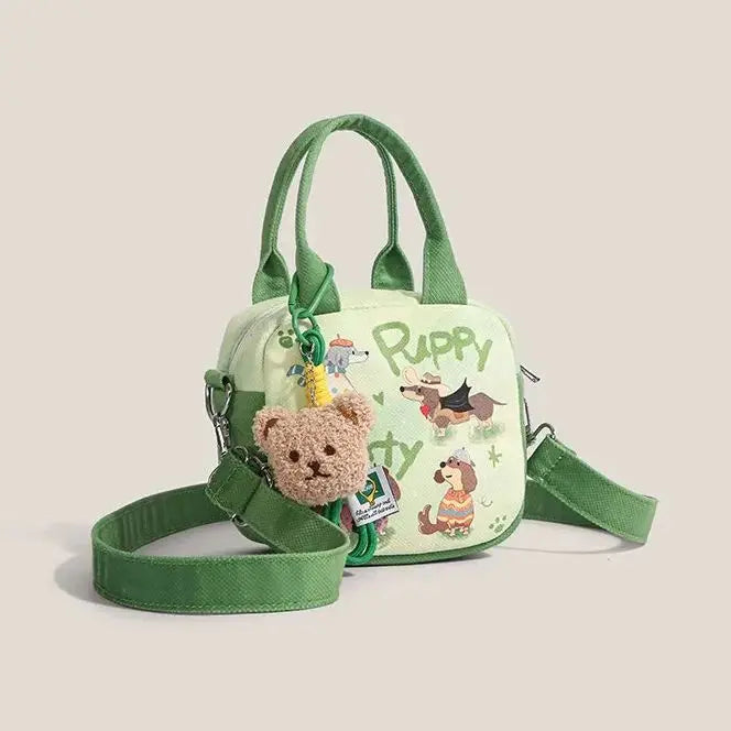 Cute Dog Handbag Women – Versatile Canvas Bag; Shoulder Bag for Men – Large Capacity, Durable and Soft