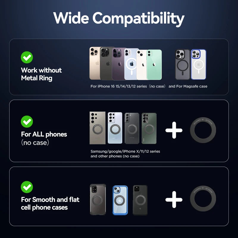 Joyroom Car Phone Holder Charger with Rotatable Charging Panel 15W Wireless Fast Charging Magnetic Phone Holder For iPhone 16-12