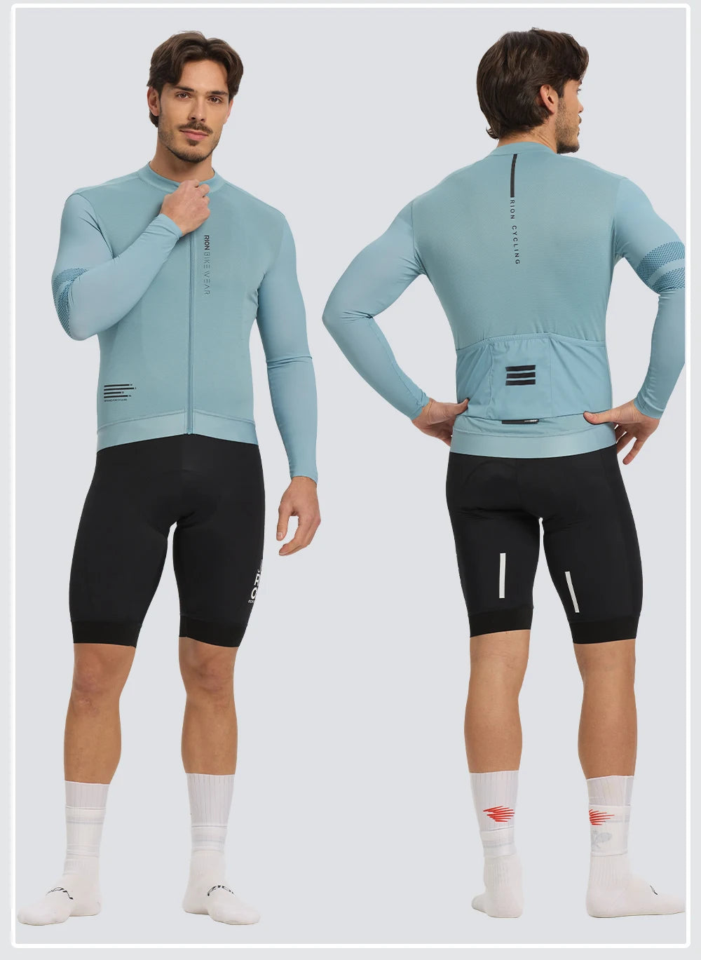 RION Men Cycling Jerseys Long Sleeves MTB Jersey Bike Shirts UPF 50+ Sun Protection Pro Team Uniform Mountain Bicycle Clothing
