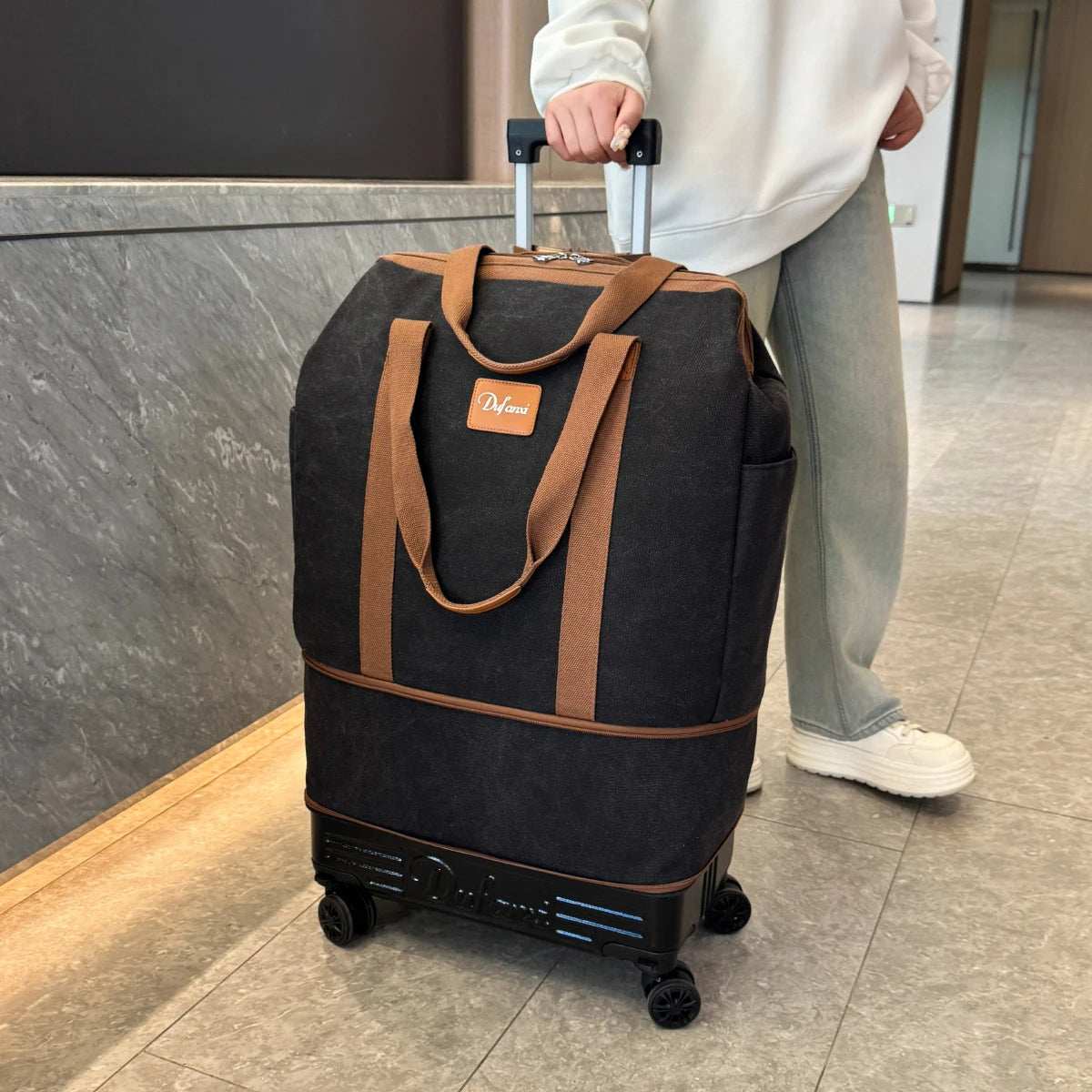 Pulley Luggage Bag, Universal Wheel Travel Bag, Foldableable Suitcase, Lightweight Trolley Bag, Large Capacity Hand-Pulled Backpack, Travel Cosmetics Bag