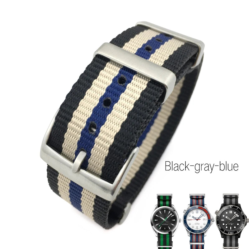 19mm 20mm 21mm 22mm Nylon Canvas Watchband Fit for Omega Seamaster 300 007 AQUA TERRA 150 Seiko Tissot Rolex Watch Strap