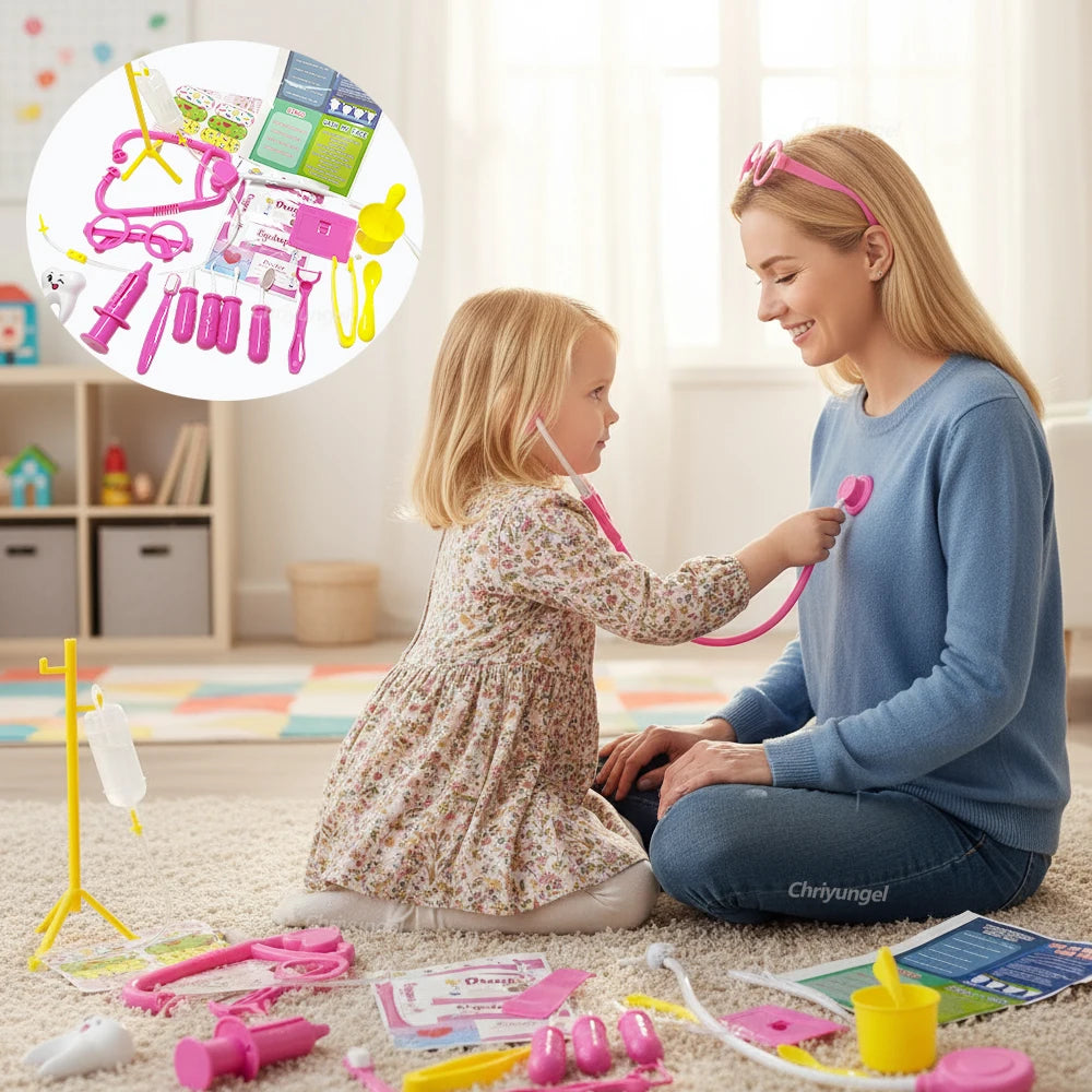 Doctor Play Set 30PCS Simulated Kids Doctor Kit Toys with Stethoscope Educational Pretend Play Medical Toy Boy Girl Toddler Gift