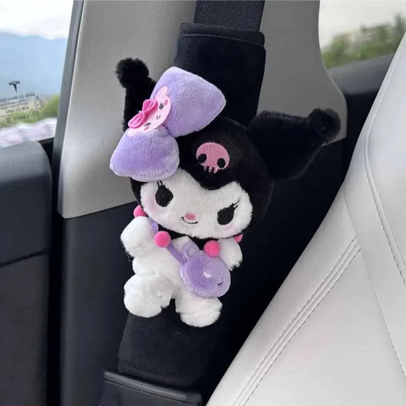 Car Seat Belt Cover Sanrios HelloKittys Cinnamoroll Kuromi My Melody Anime Cartoon   Auto Decorate Shoulder Protectors