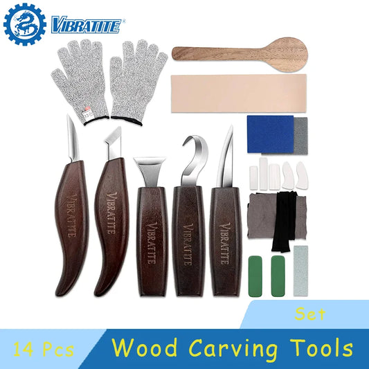 Wood Carving Tools Set 14 in 1 Wood Carving Kit with Detail Wood Knife Woodworking Hand Tool Whittling Kit for Beginners DIY