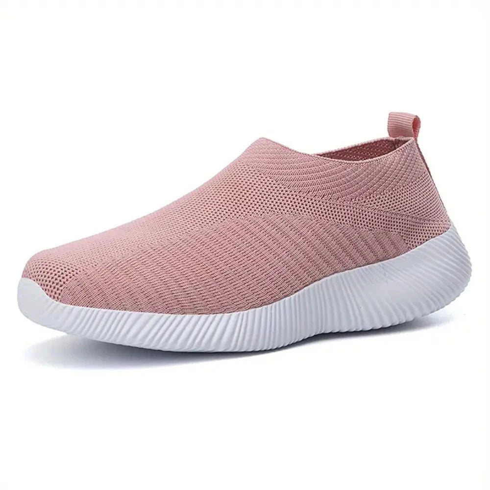 Ladies Casual Shoes Lightweight Comfortable Outdoor Walking Shoes Solid Color Soft Sole Slip-On Flats Sneaker Shoes For Women
