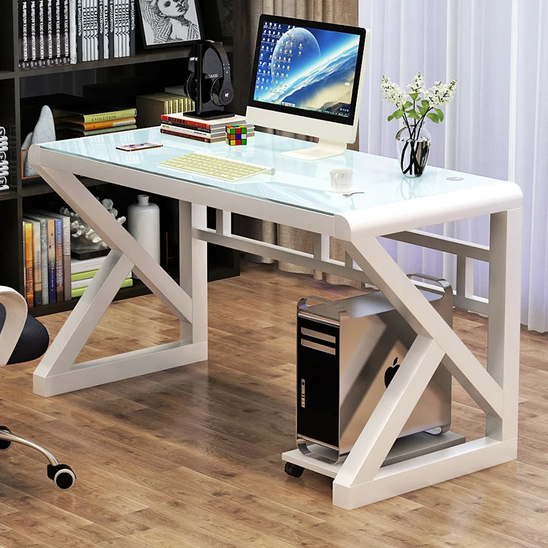 Desktop Computer Desk, Desk, Student Home, Bedroom Tempered Glass Gaming Table, Workbench