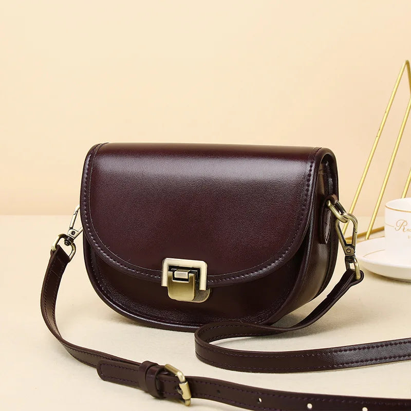 2023 New Style Real Leather Women's Bag Vegetable Tanned Genuine Cow Leather Single Shoulder Messenger Bag Lady Popular Purse