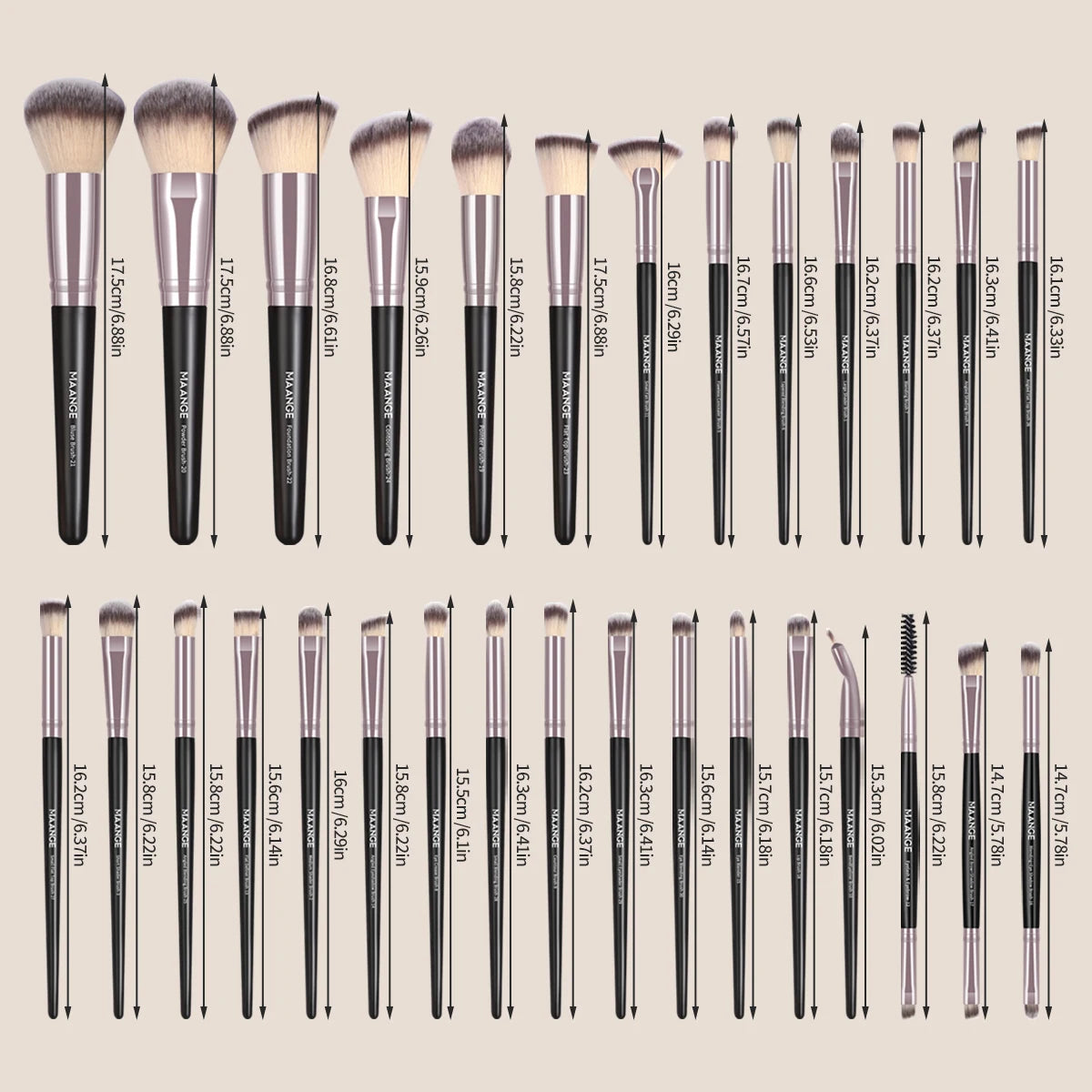 Professional Makeup Brush Set 30pcs Foundation Concealers Eye Shadows Powder Blush Blending Brushes Beauty Tools with Bag Kit