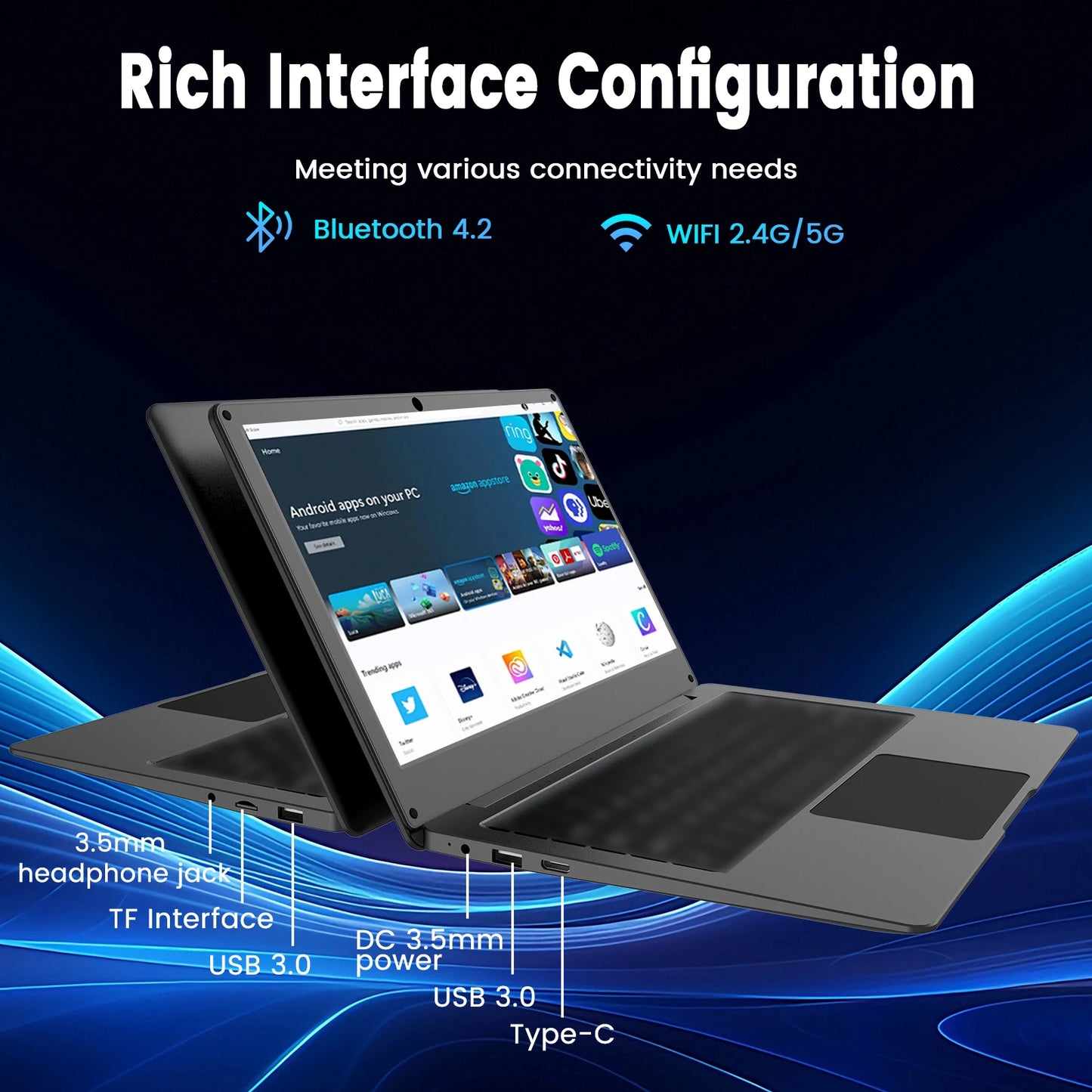 11.6inch Laptop N4000Cpu 64Gb Ddr4+64Gb Emmc Supports Ssd Expansion of 512Gb, Supports Bluetooth, Wifi, Tf Memory Card, HDMI