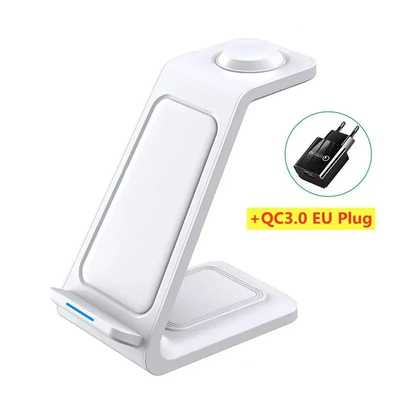 3 In 1 Wireless Charger Stand Fast Charging Station for iPhone 17 16 15 14 13 12 11 iWatch 10/9/8/7 Ultra Airpods Phone Holder