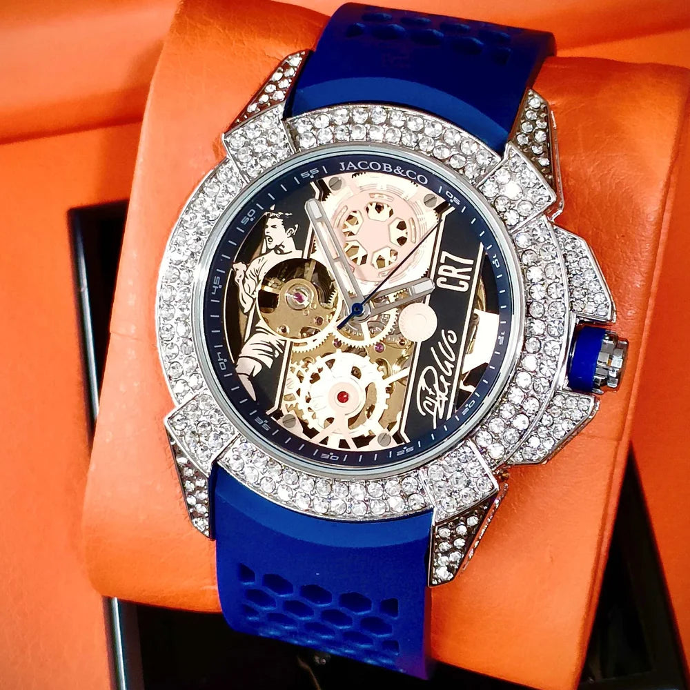 TOP Very Hot Jacob & Co Original Brand Watches For Mens  Full Diamond Automatic Mechanical Wristatch High Quality AAA Clocks