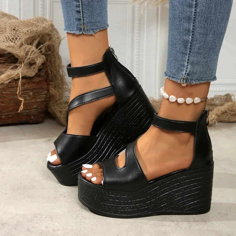 Women's Platform Wedge Sandals 2025 Summer Fashion Casual Comfortable Ladies Heeled Sandals Walking Shoes for Women High Heels