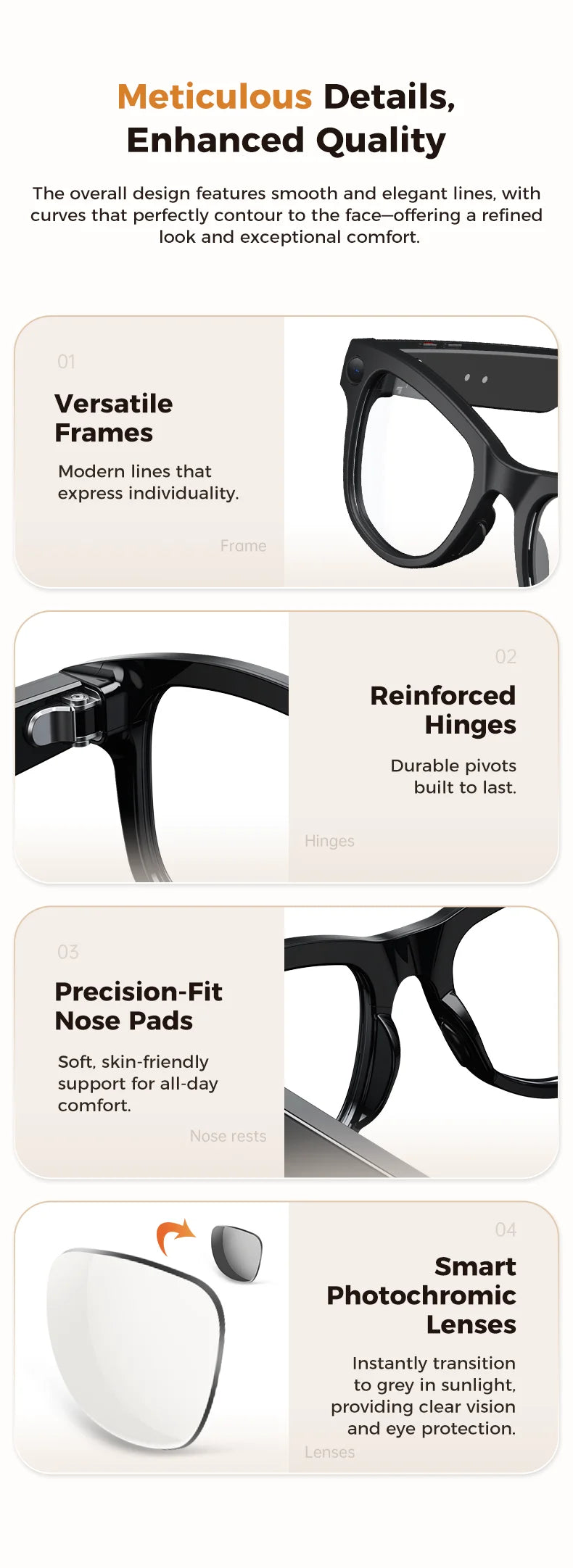 2025 New Intelligent AI Glasses 800W Pixel Camera HD 6K Video Recording AI Translation Music Control Intelligent Wearable Device