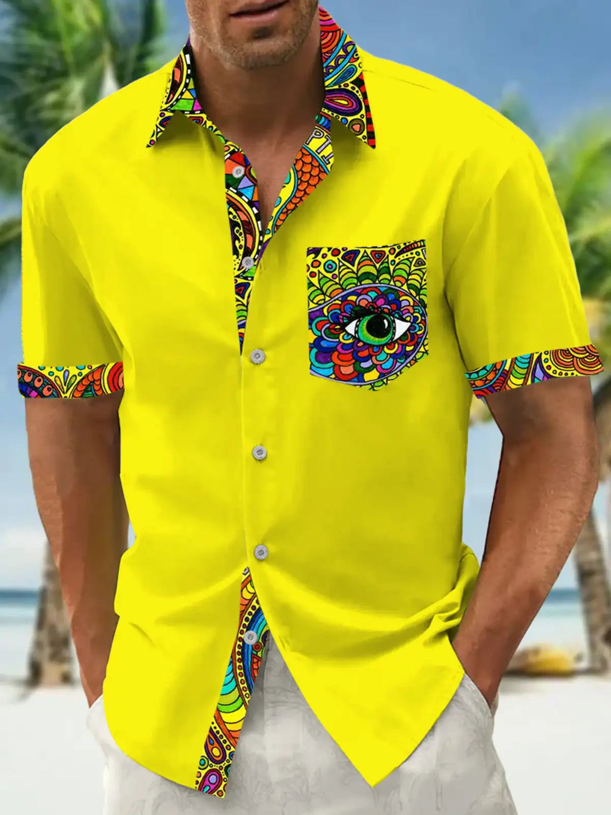 Men's shirts, button up shirts, casual shirts, spring and summer, printed short sleeves, daily, fashionable, comfortable