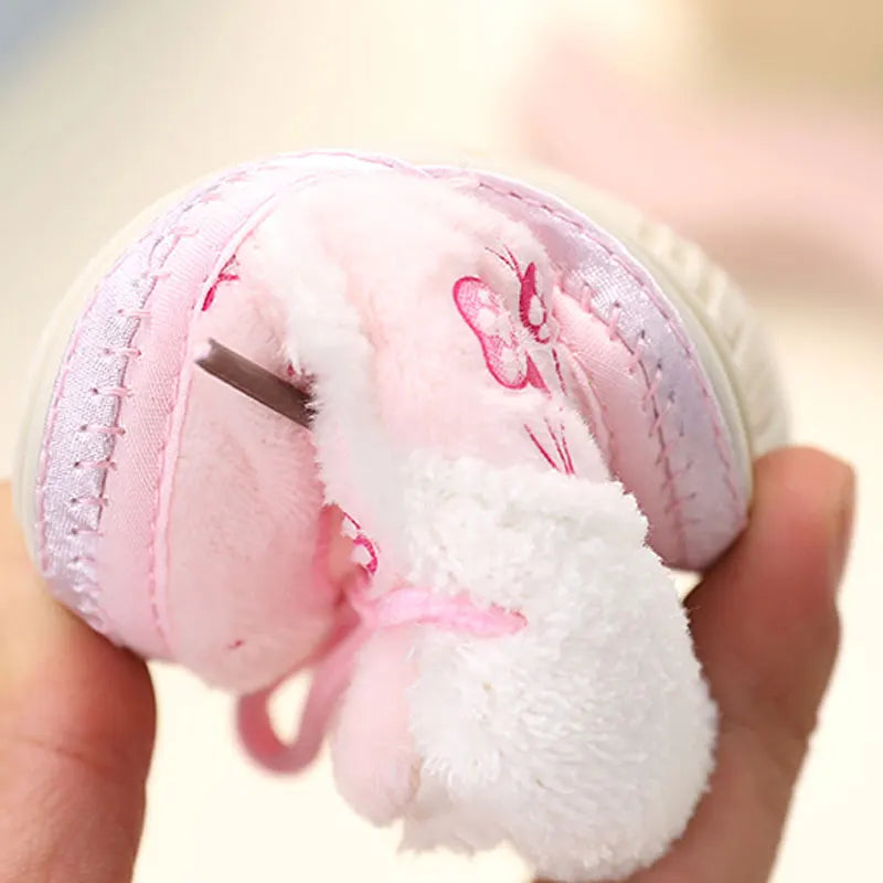 Baby Walking Shoes with Warm Plush Kids First Walker Boots Comfortable Cute 2025 Winter New Girls Casual Boots with Cute Bears