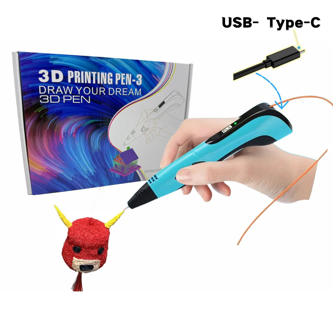 New 3D Printing Pen, Suitable 3D Pen Set for Children, PLA Filament, Children's Birthday or Christmas Gift