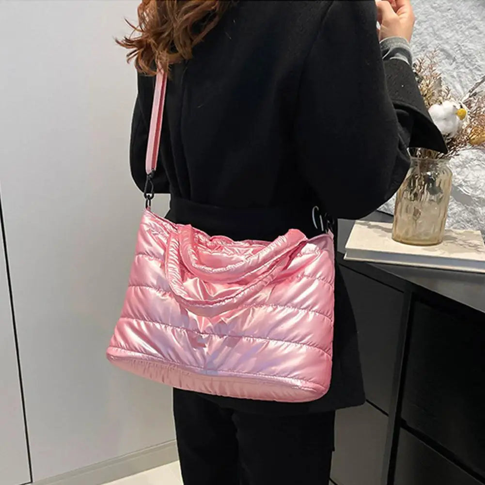 Large Tote Padded Handbags Designer Quilted Women Shoulder Bags Luxury Nylon Down Cotton Crossbody Bag Winter Tote Big