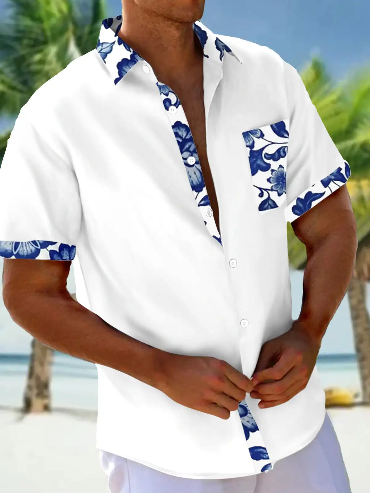 Men's shirts, button up shirts, casual shirts, spring and summer, printed short sleeves, daily, fashionable, comfortable