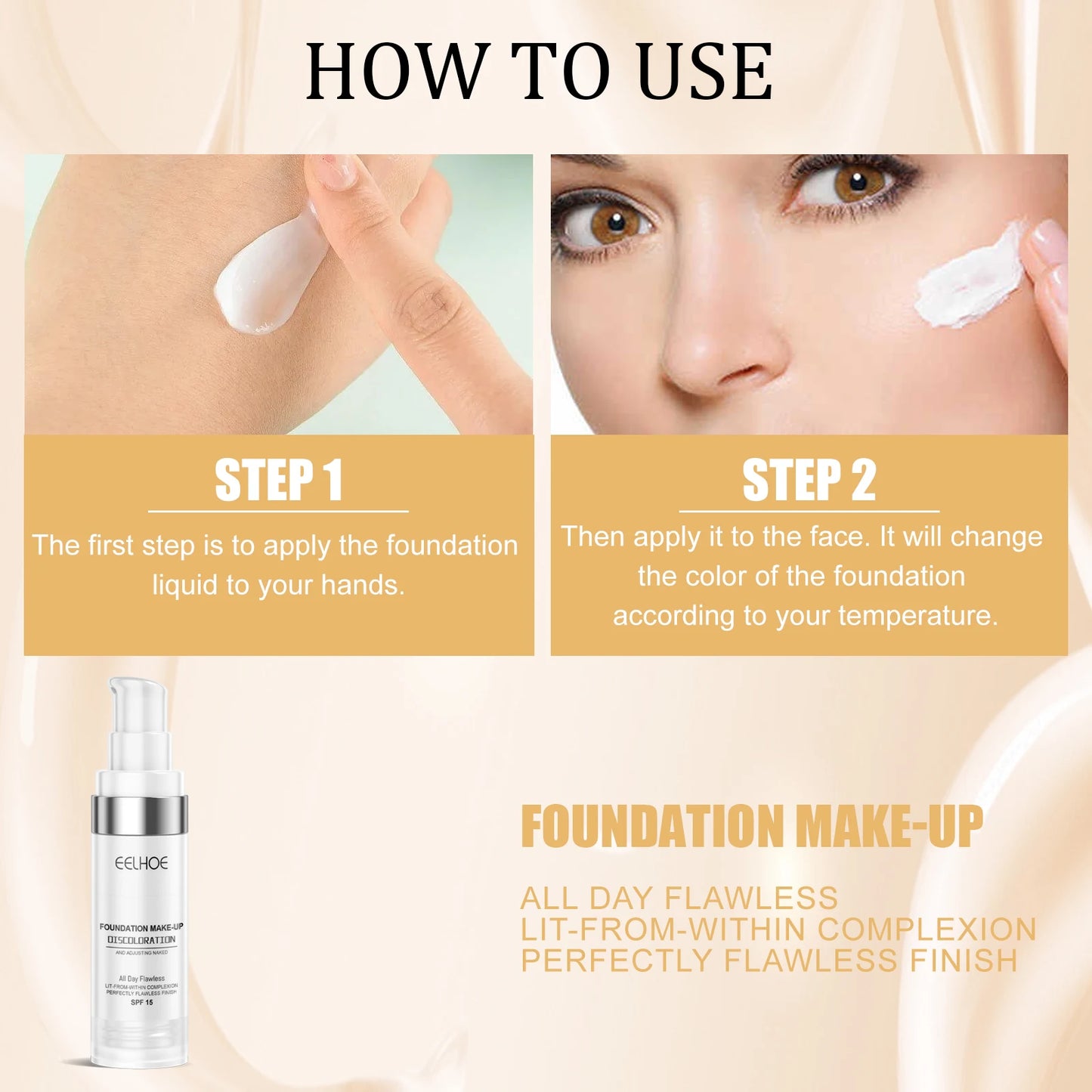 Color Changing Foundation Serum for Natural Glow Lightweight Full Coverage Long Moisturizing Finish 30ml Sensitive Skin Friendly