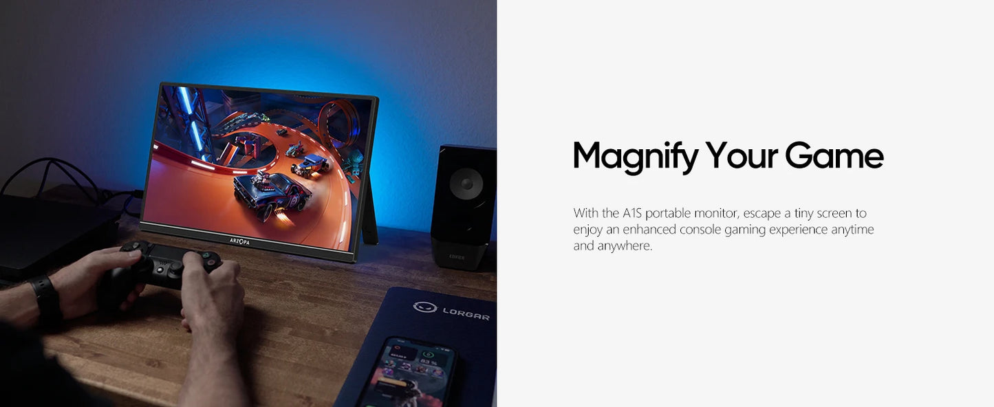 ARZOPA 14.0 inch 1080P FHD Portable Monitor IPS Screen with USB C HDMI External Second Display for Mac,Laptop,PC,Switch,PS,Xbox