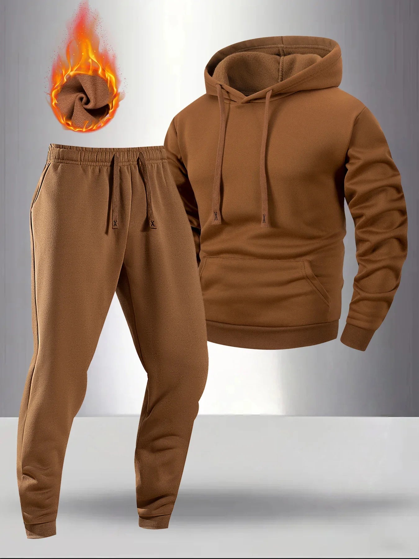Men's Casual Tracksuit Spring and Autumn Solid Color Hoodie+pants Two-piece Set Outdoor Warm Daily Sportswear Male Pullover Set