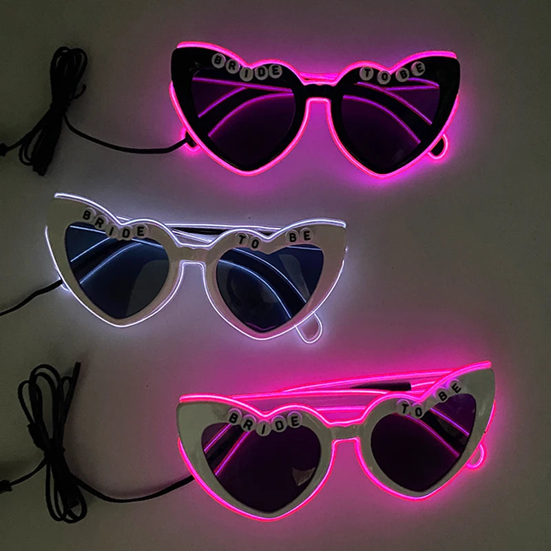 LED Just Married Glasses Wedding Bride To Be Surprise Gift Couple Glasses Souvenirs Glowing Heart Glasses Married Sunglasses