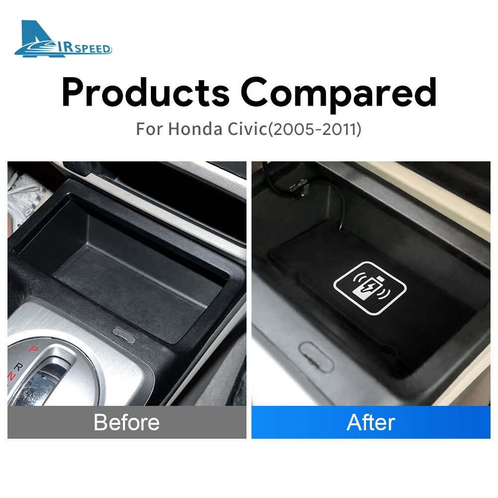 Car Wireless Charger For Honda Civic 2005 2006 2007 2008 2009 2010 2011 Car Mobile Phone Charging Fast Wirelessly 15W Board