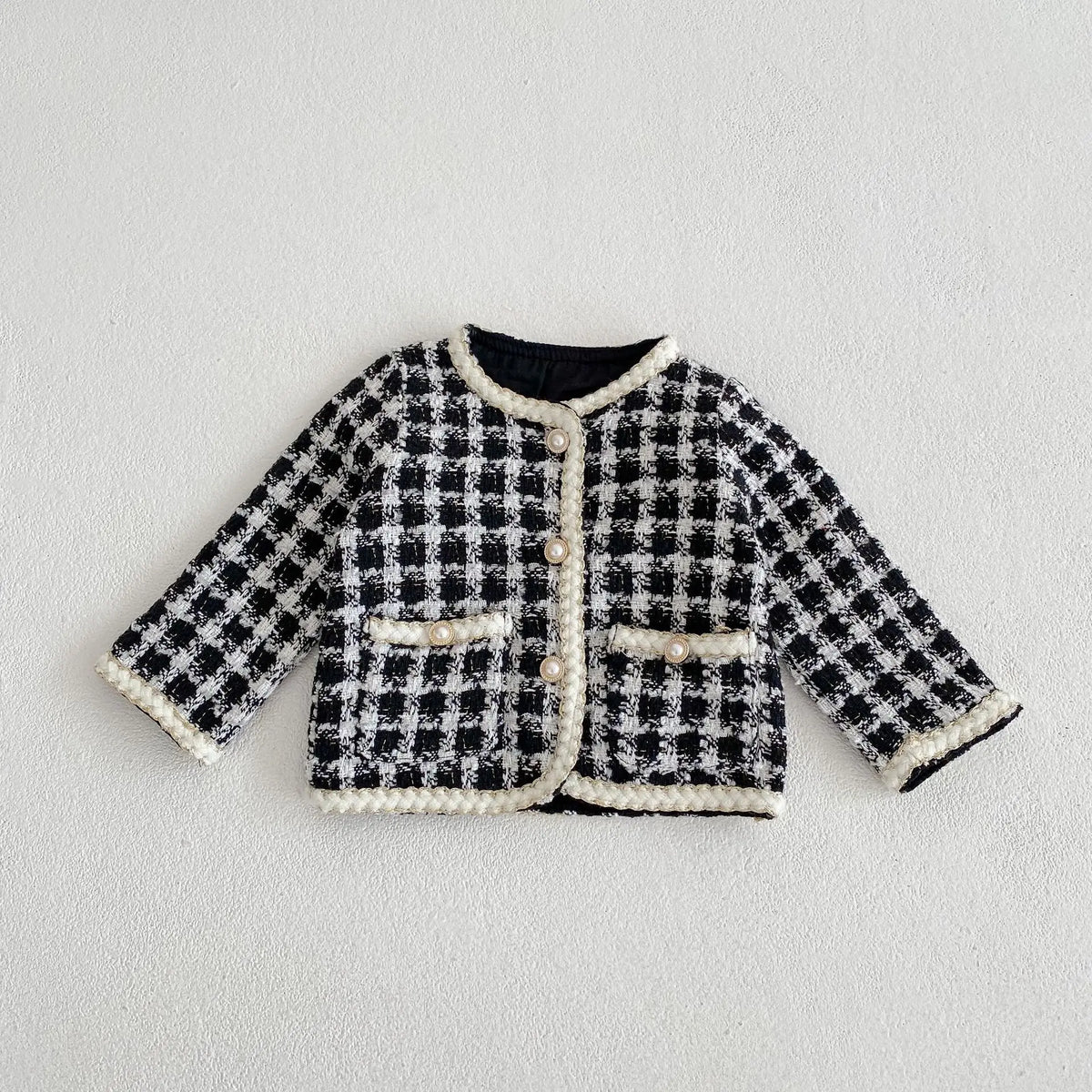 Girl Clothing Set 2026 Spring Baby Tweed Plaid Girl's Two Piece Suit Jacket+ Short Pants Sweet Girl's Suit