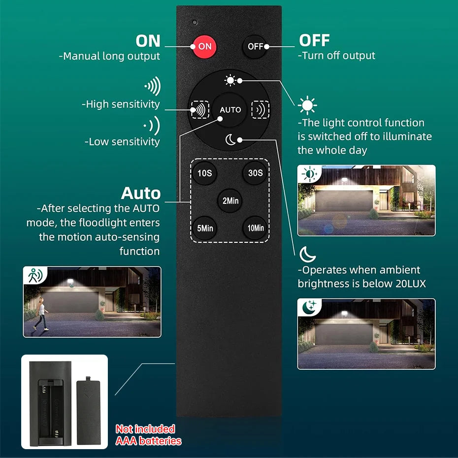 Outdoor LED Floodlight PIR Sensor 10W 20W 30W 50W 100W Cold White IP66 AC220V Garden/Street Reflector Spotlight with IR Remote