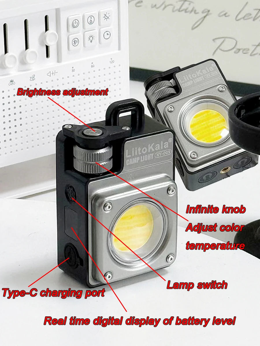 LiitoKala multifunctional mini "camera" light 3500LM large floodlight, suitable for hiking, outdoor activities, work, and picnic
