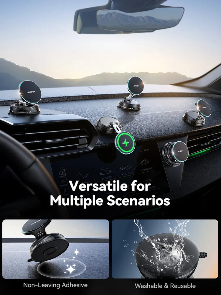 Joyroom Magnetic Car Mount Charger Vacuum Gel 2-in-1 Strong Suction Magnetic 15W Car Phone Holder Charger for iPhone 17 16 15 14