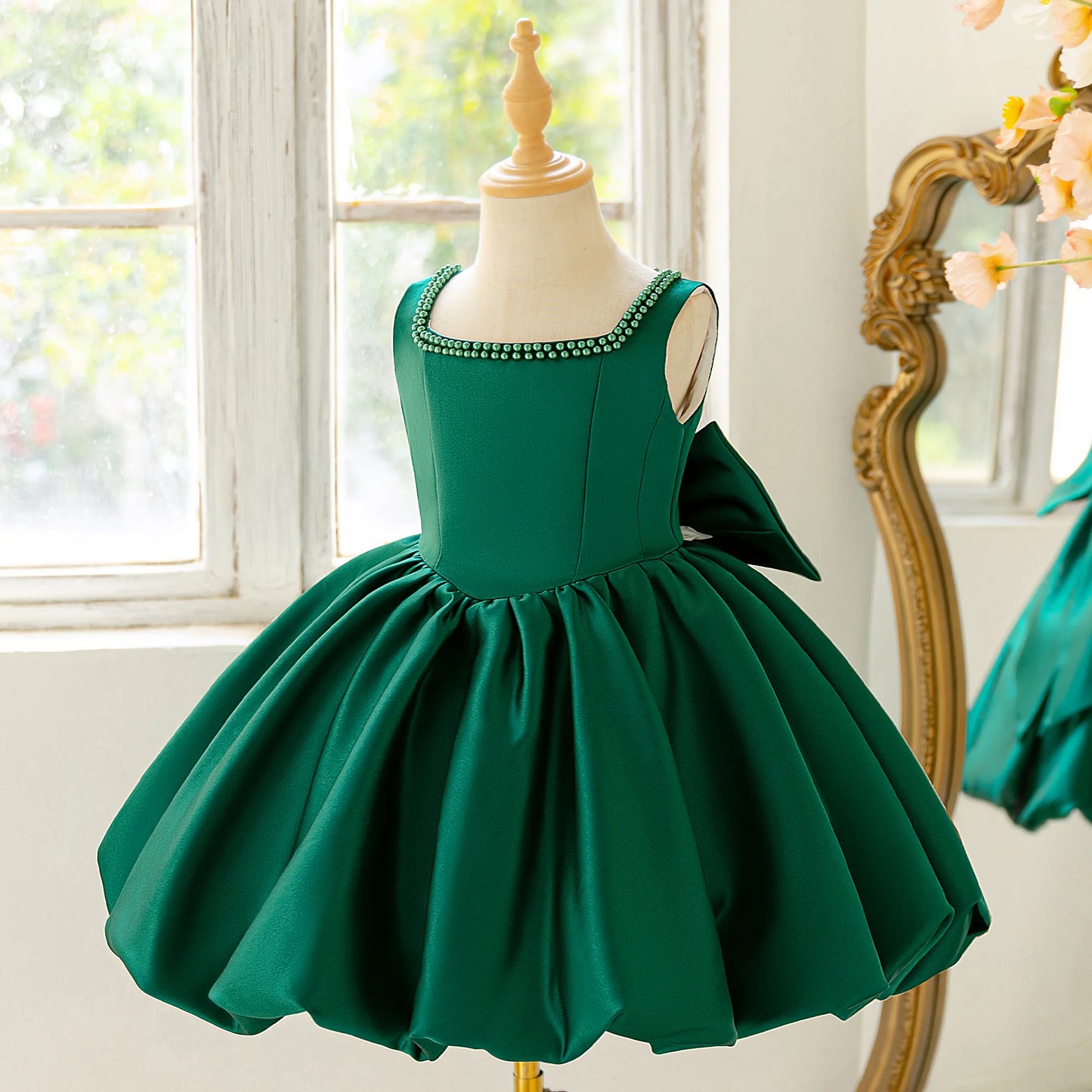 Elegant Big Bow Tutu Party Girls Dress Lolita Wedding Bridesmaid Baptism Princess Dresses Girl Summer Birthday Evening Prom Gown