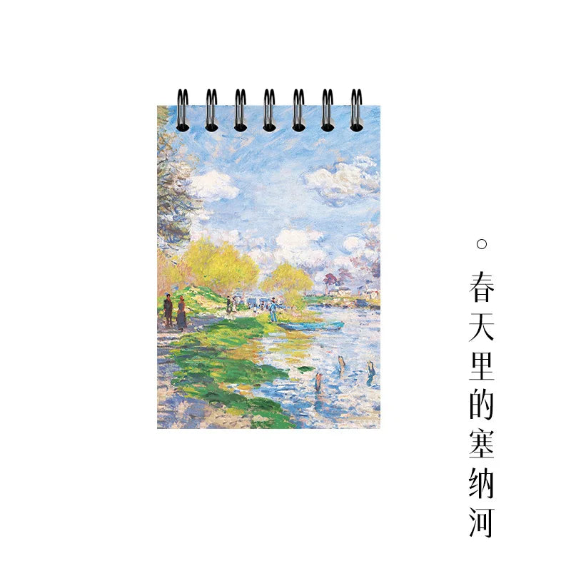 Pocket Notebook Famous Painting Van Gogh Monet Horizontal Line Coil Note Word Book Record Book Journal Diary Planner Stationery