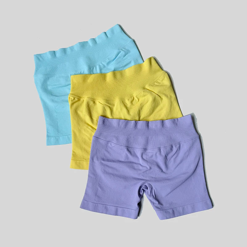 Women Casual Sports Shorts Summer Thin High Waist Shorts 4.5" Low Ribbed Band Running Breathable Short Pants