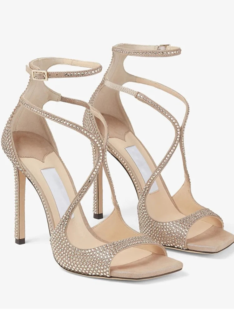 Summer New Fashionable High-heeled Women's Open Toed Sandals Dance Shoes Party Sexy 34-44 Large Women's Shoes