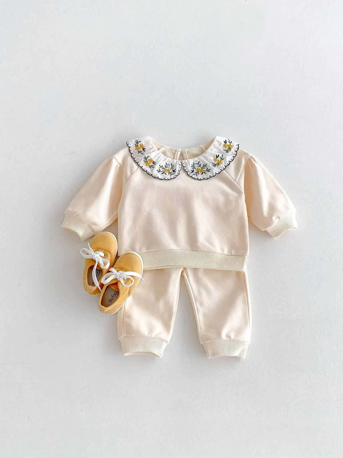 2025 Infant Toddler Fall Clothes Set: Girls' Stylish Two-Piece Pullover Sweatshirt and Pants Set for Baby Girls Outing
